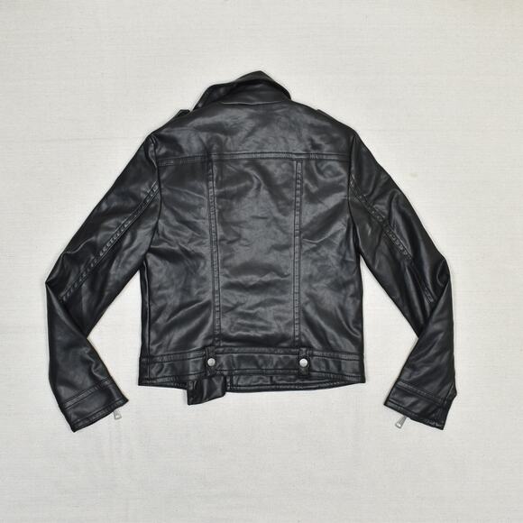 Express Women's Faux Leather Motorcycle Jacket Zip Solid Black Size S Pockets - Picture 3 of 8